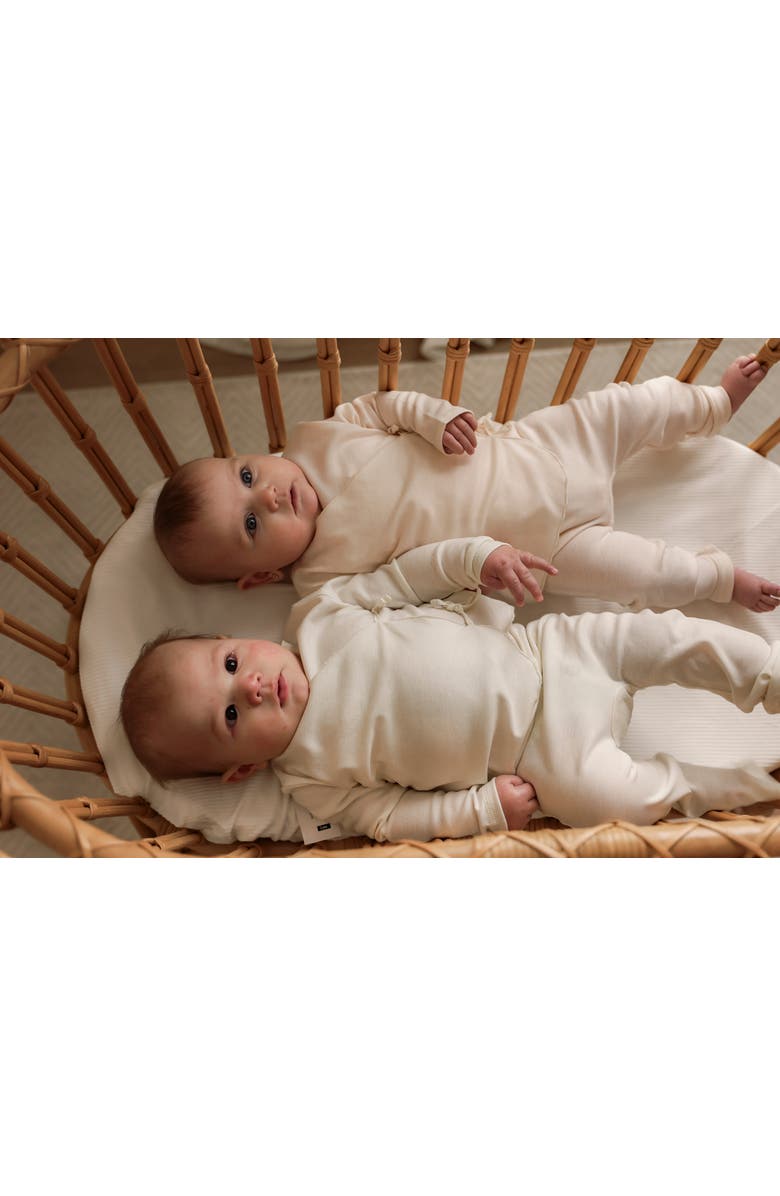 Little Fragile Wrap Front Snap Top & Leggings Two Piece Romper Set, Alternate, color, White