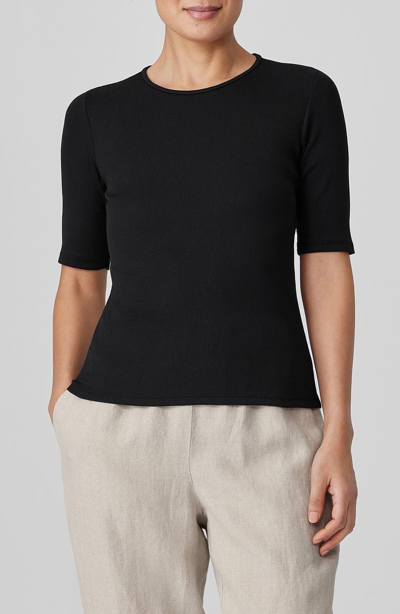 Eileen Fisher Stretch Organic Cotton Rib Top, Main, color,