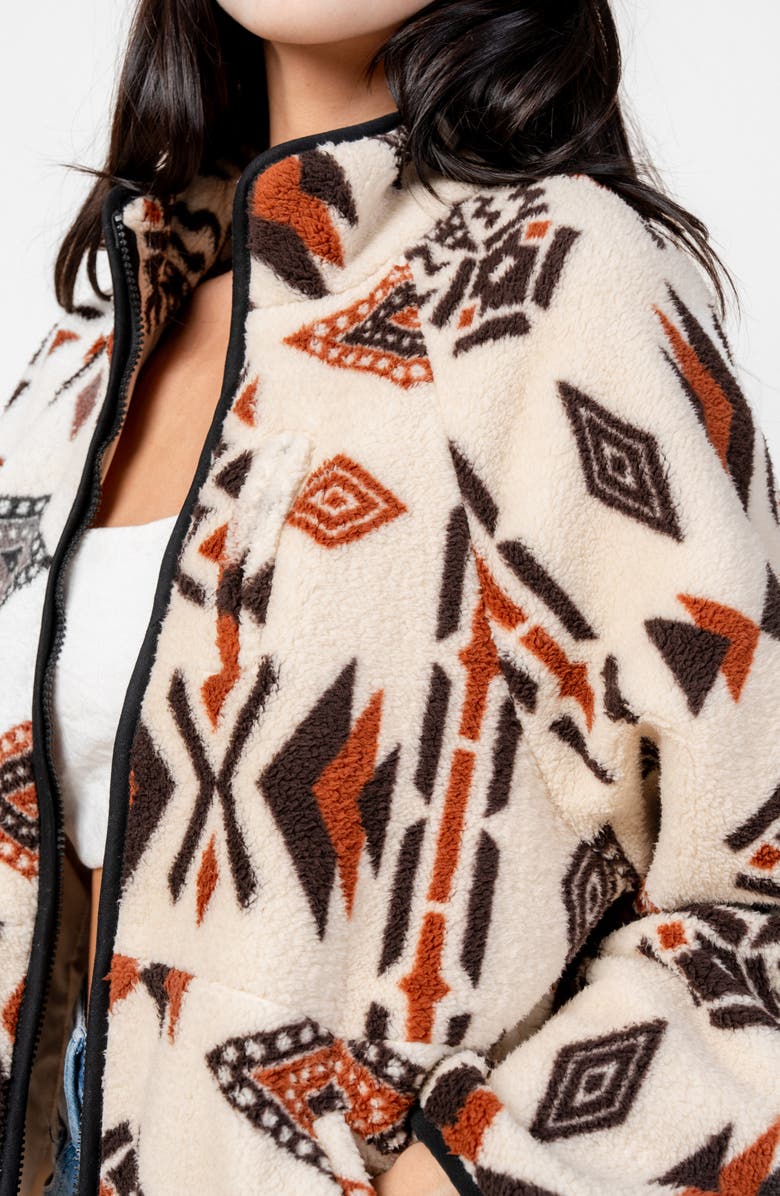 Beivy Print Fleece Jacket, Alternate, color, Taupe Mix