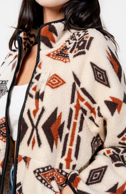 Beivy Print Fleece Jacket In Brown