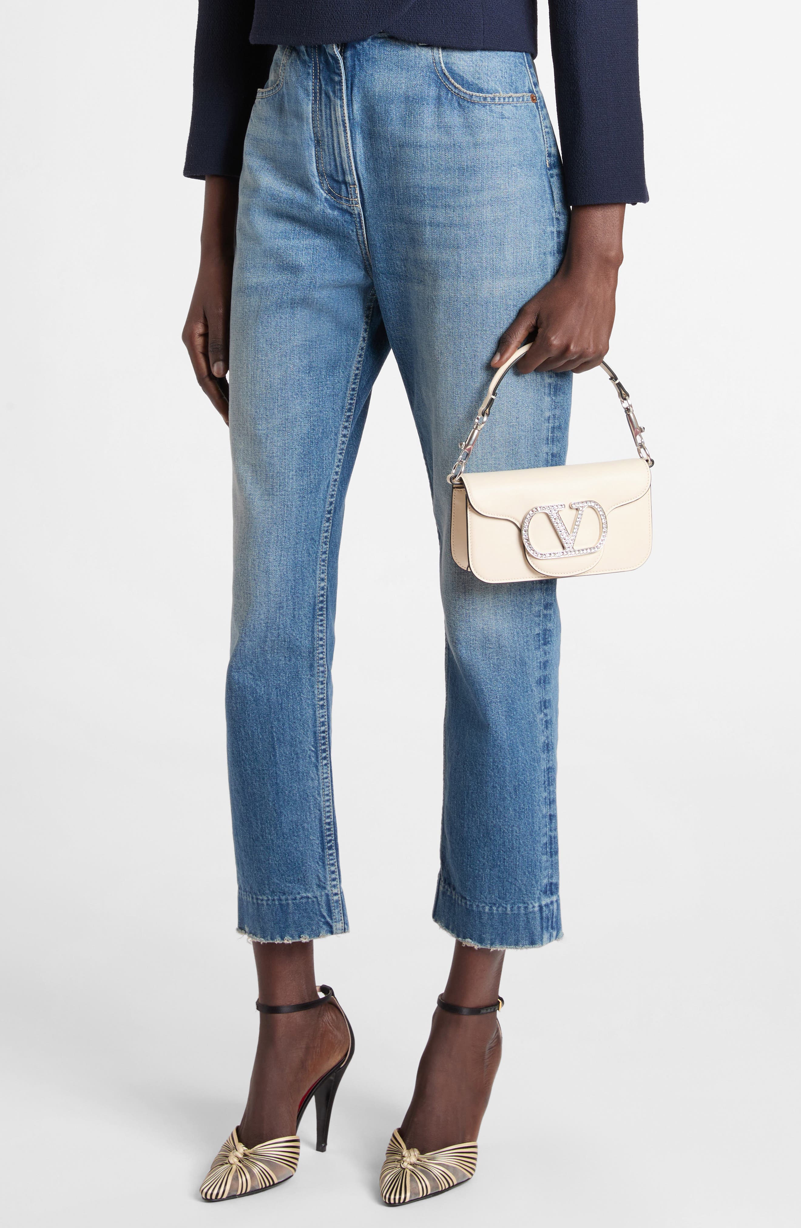 Small Locò Leather Shoulder Bag, Alternate, color, LIGHT IVORY