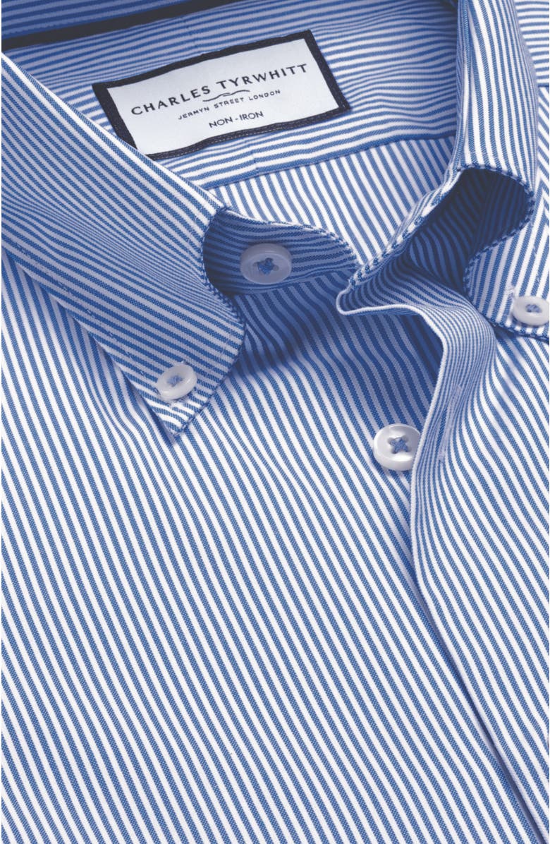 Charles Tyrwhitt Non-Iron Stretch Pinpoint Oxford Stripe Shirt, Alternate, color, Cobalt Blue