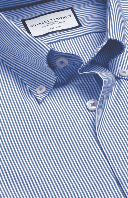CHARLES TYRWHITT CHARLES TYRWHITT NON-IRON STRETCH PINPOINT OXFORD STRIPE SHIRT
