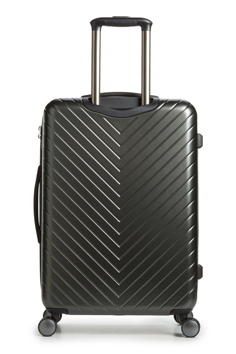 Chevron 25-Inch Spinner Suitcase, Alternate, color, GUNMETAL