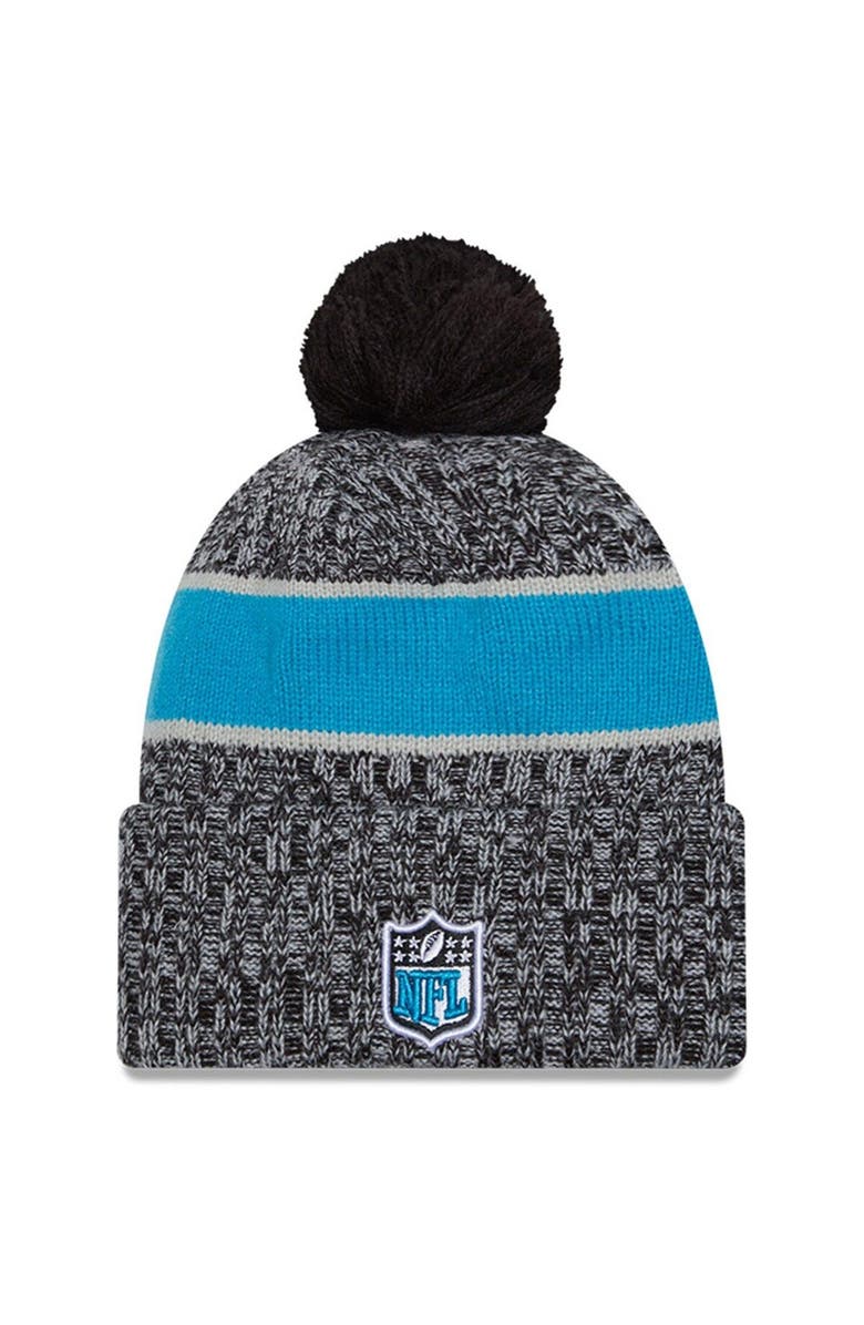 New Era Men's New Era  Black Carolina Panthers 2023 Sideline Cuffed Knit Hat With Pom, Alternate, color, 