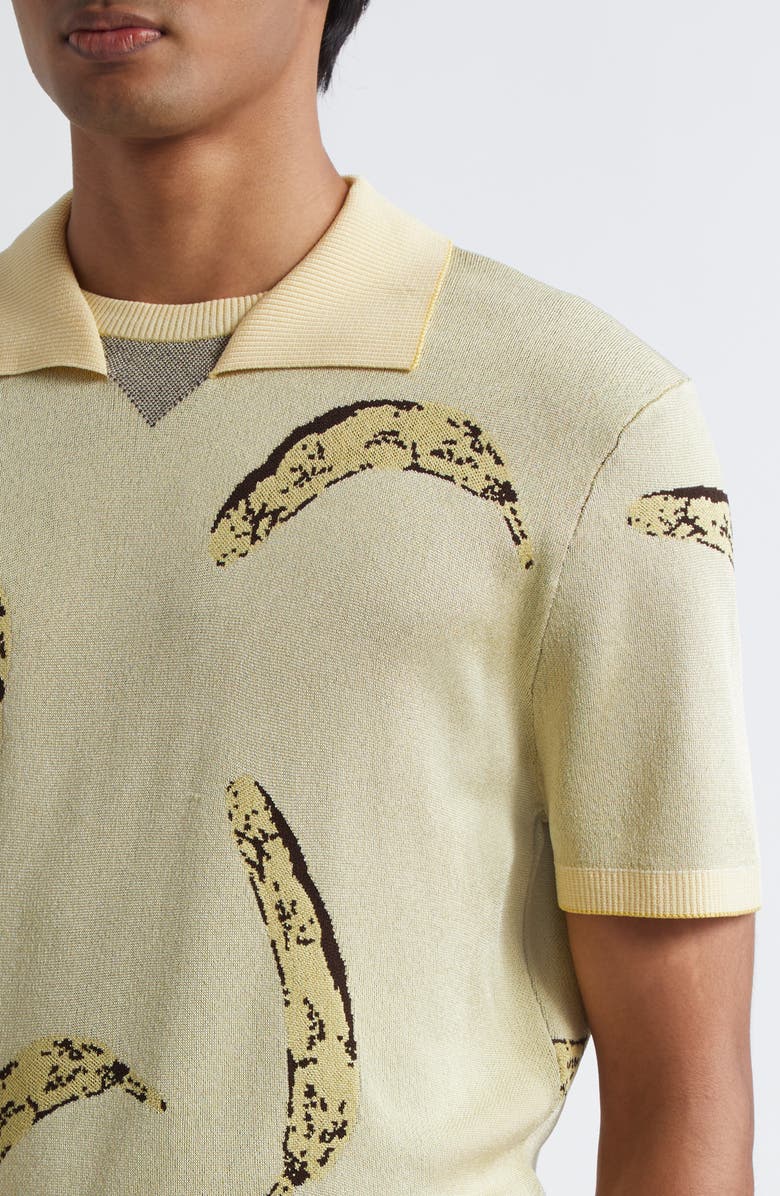 Jacquemus Le Polo Marino Jacquard Polo, Alternate, color, Banana Jacquard Yellow