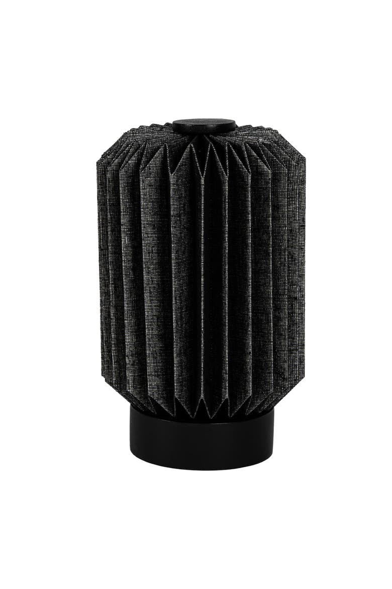 Banks Modern Minimalist Paper Pleated Column Accent LED Table Lamp, Main, color, Black