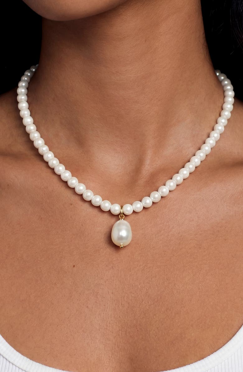 Ettika Freshwater Pendant Bead Necklace, Alternate, color, White