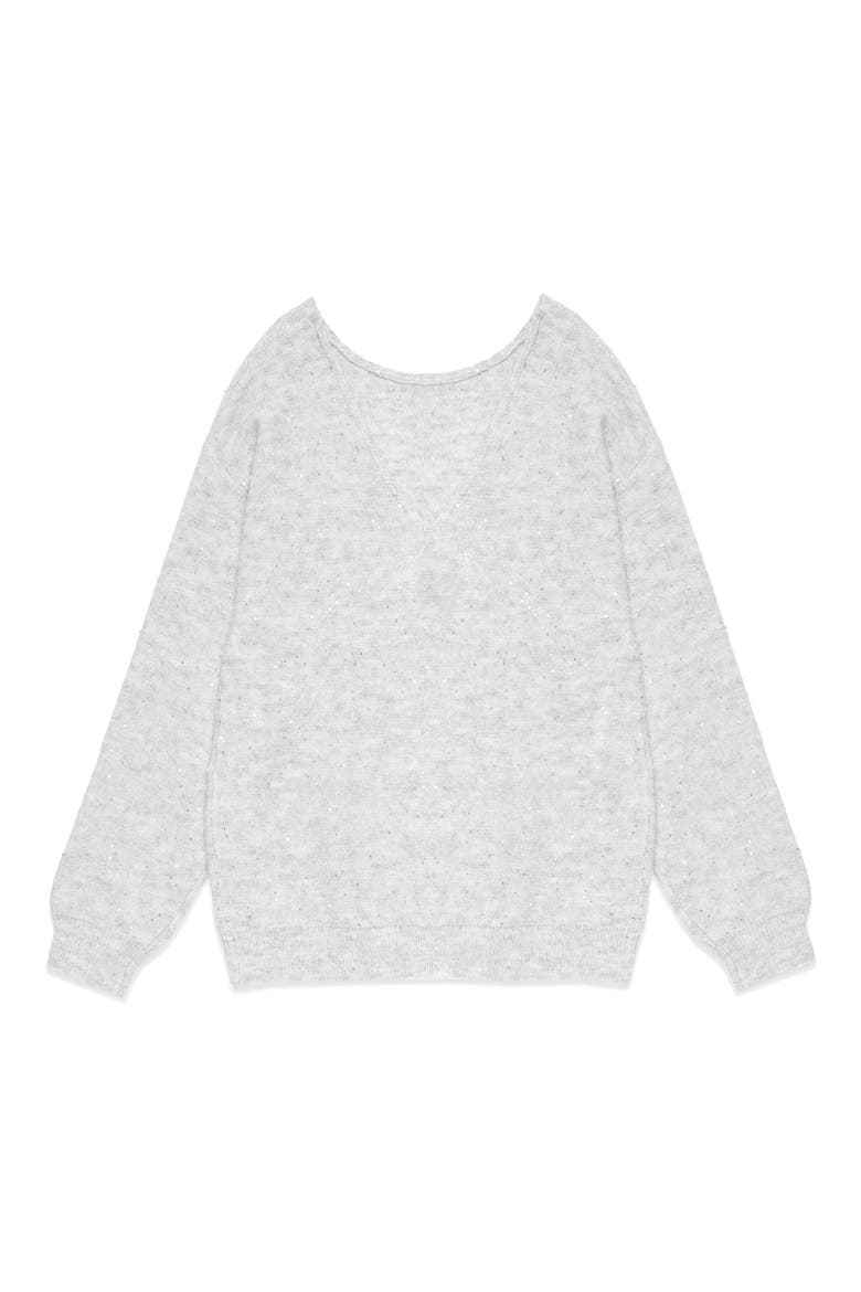 Catalpa Sequin V-Back Sweater, Alternate, color, SILVER