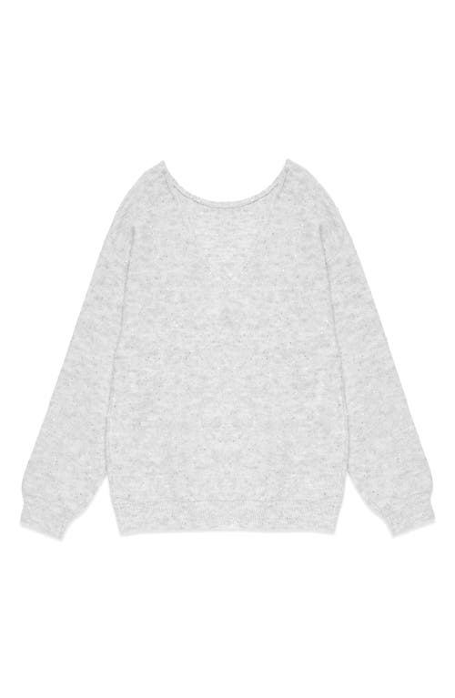 Deluc Catalpa Sequin V-back Sweater In Silver