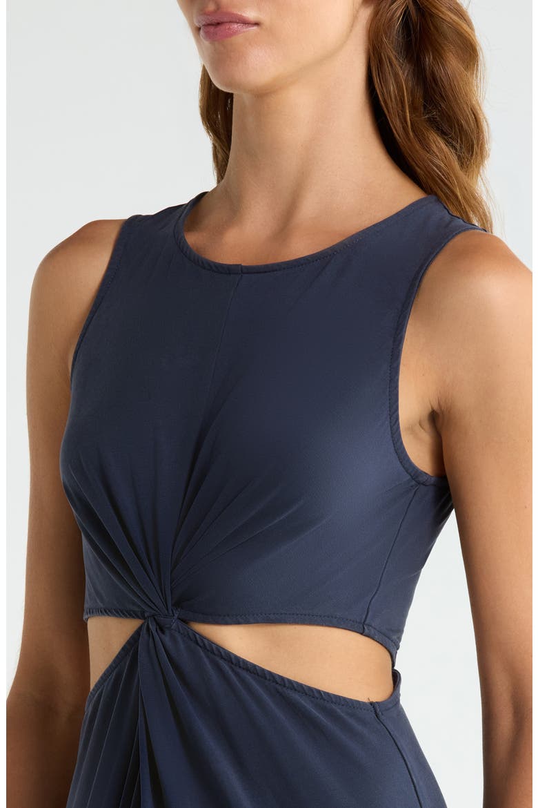 Around the World Front Twist Midi Dress, Alternate, color, NOCTURNAL NAVY