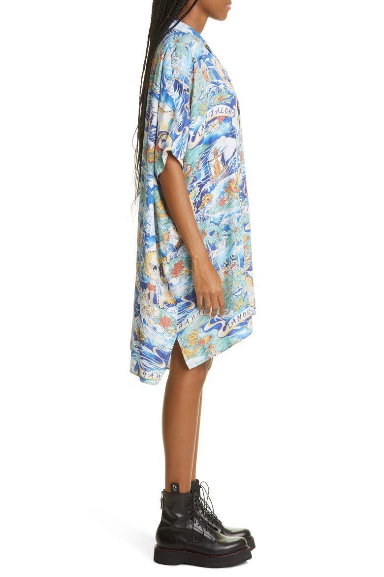 Oversize Aloha Print High-Low Shirtdress, Alternate, color, HAWAIIAN PRINT