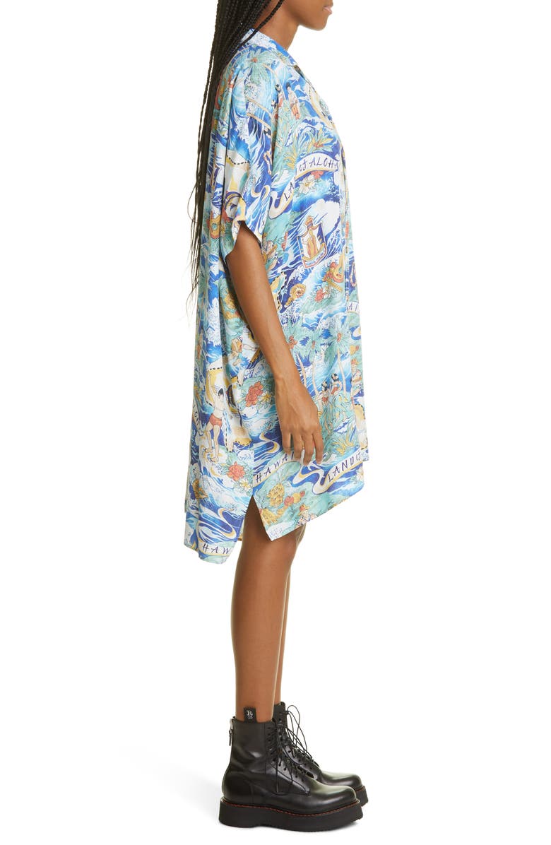R13 Oversize Aloha Print High-Low Shirtdress, Alternate, color,