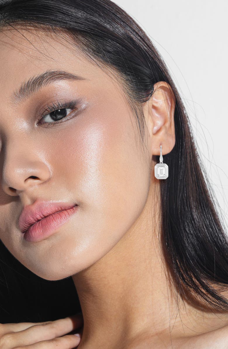 GLAZE JEWELRY Cubic Zirconia Drop Earrings, Alternate, color, Silver