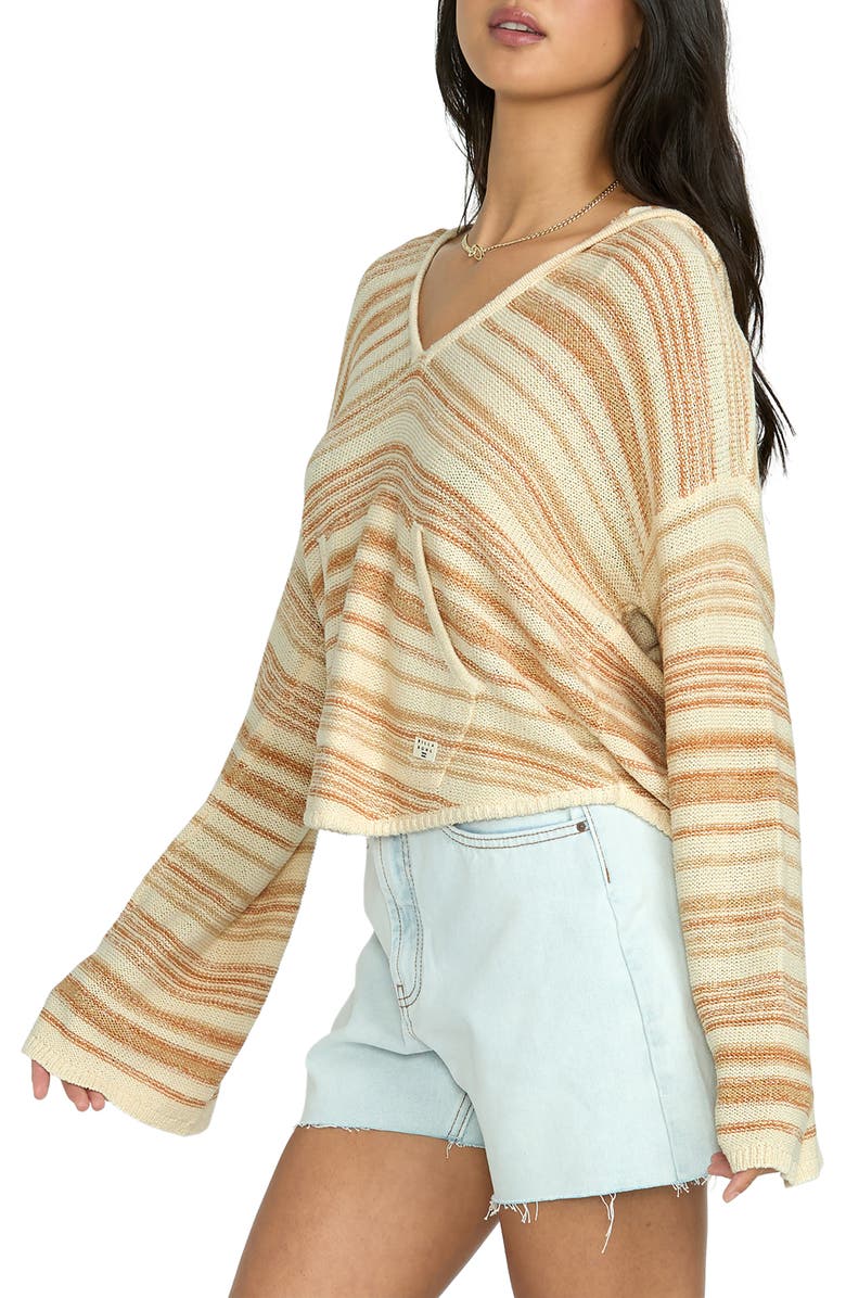 Billabong Baja Stripe Sweater Hoodie, Alternate, color, Biscuit