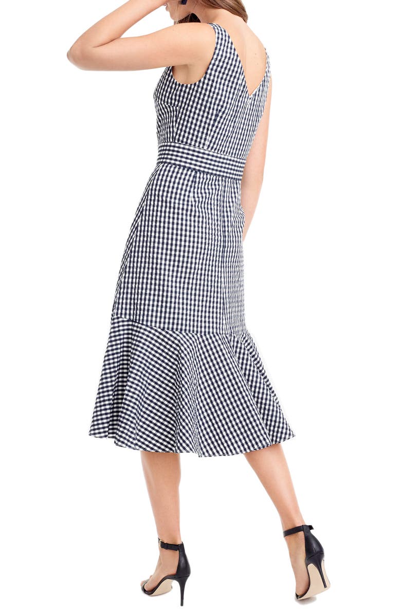 J.CREW FACTORY J.Crew Gingham Ruffle Hem Midi Dress, Alternate, color, 
