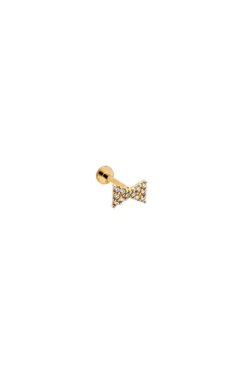 BY ADINA EDEN CZ Bow Tie Threded Stud Earring 14K, Main, color, 