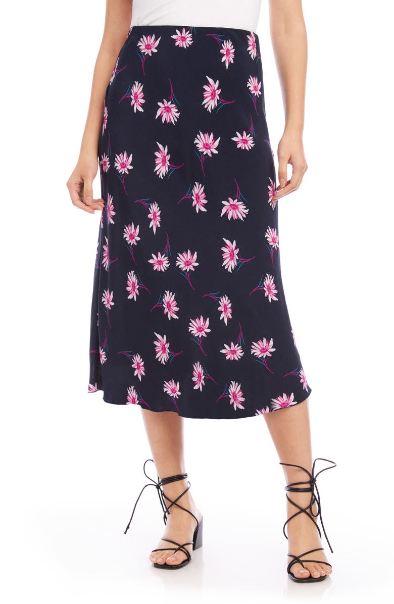 Karen Kane Daisy Print Bias Cut Midi Skirt, Alternate, color, 