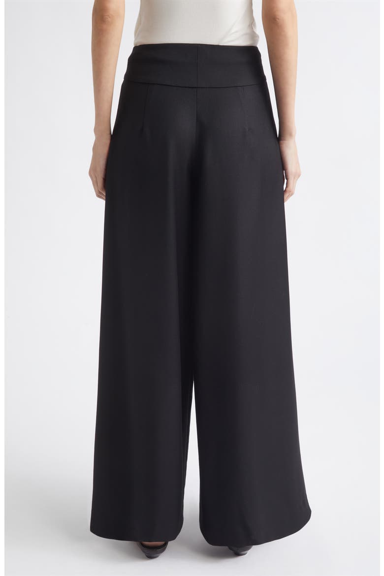 Leona High Waist Wide Leg Wool Trousers, Alternate, color, BLACK