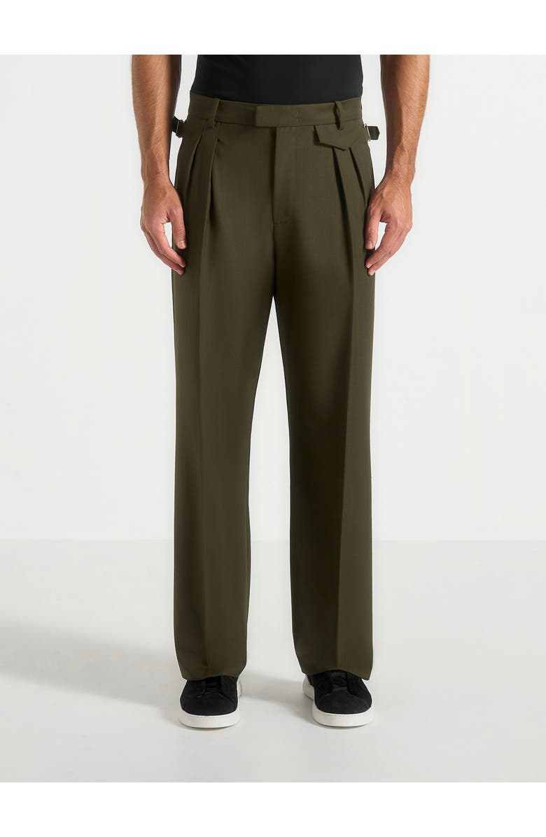 Manière De Voir Pierre Relaxed Fit Pleated Tailored Trousers, Alternate, color, Olive