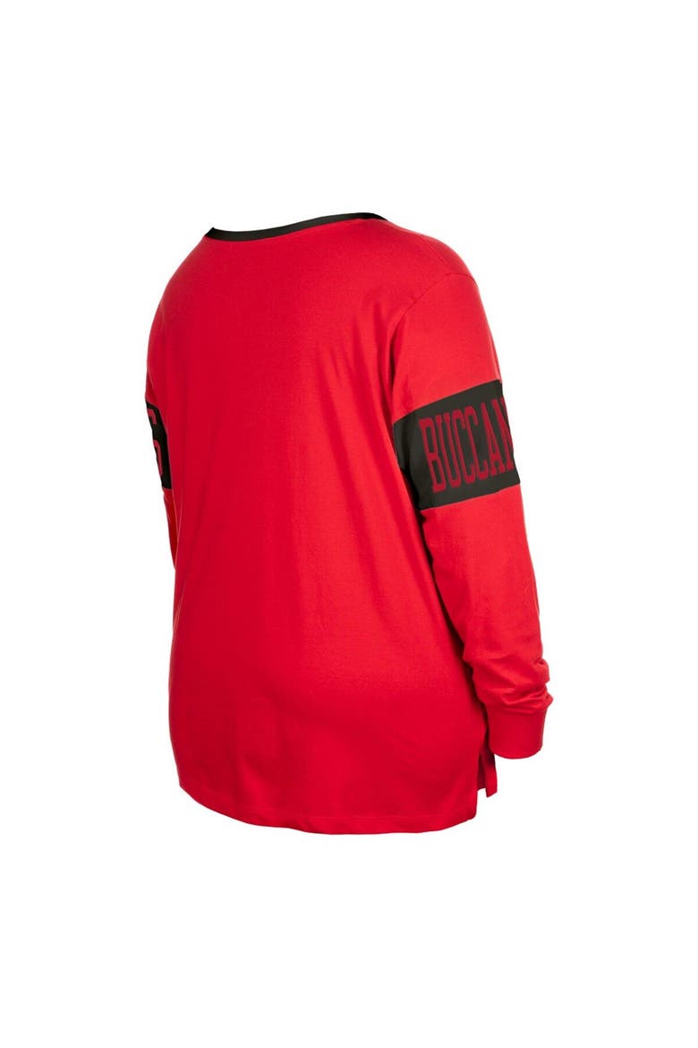 Women's New Era  Red Tampa Bay Buccaneers Plus Size Lace-Up Notch Neck Long Sleeve T-Shirt, Alternate, color, Red