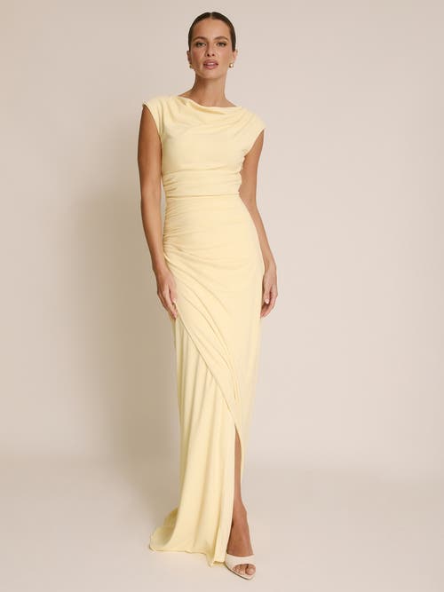 Six Stories Cowl Gathered Short Sleeve Bridesmaid In Yellow