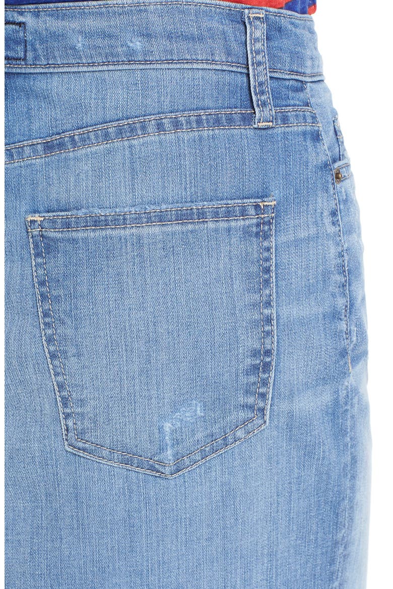 'The High Waist' Denim Pencil Skirt, Alternate, color, ISLAND HOPPER W/ RELEASED HEM