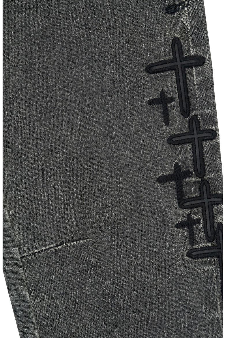 Kids' Benson Skinny Jeans, Alternate, color, CLOUDED MIST CROSS PATCH