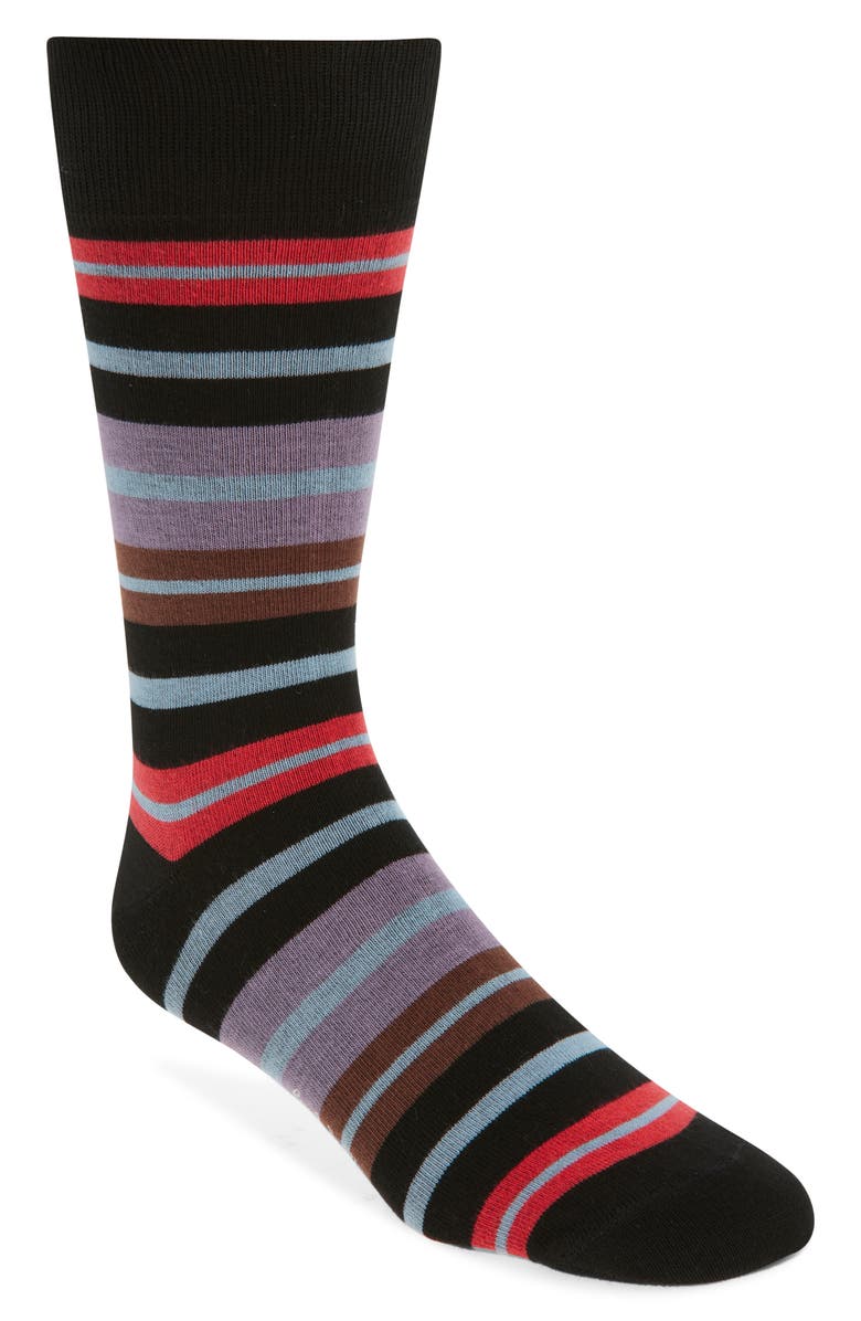 Paul Smith Kean Stripe Cotton Blend Socks, Main, color, Black