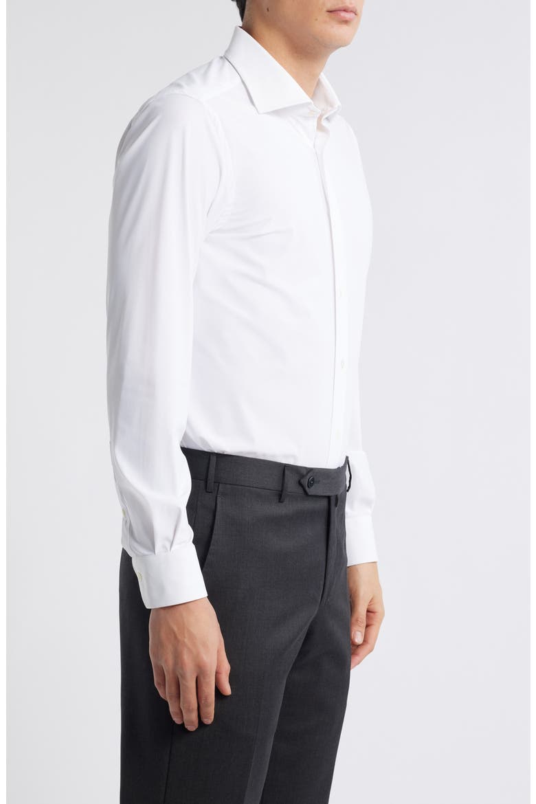 Piccadilly Solid Knit Nylon Blend Dress Shirt, Alternate, color, WHITE