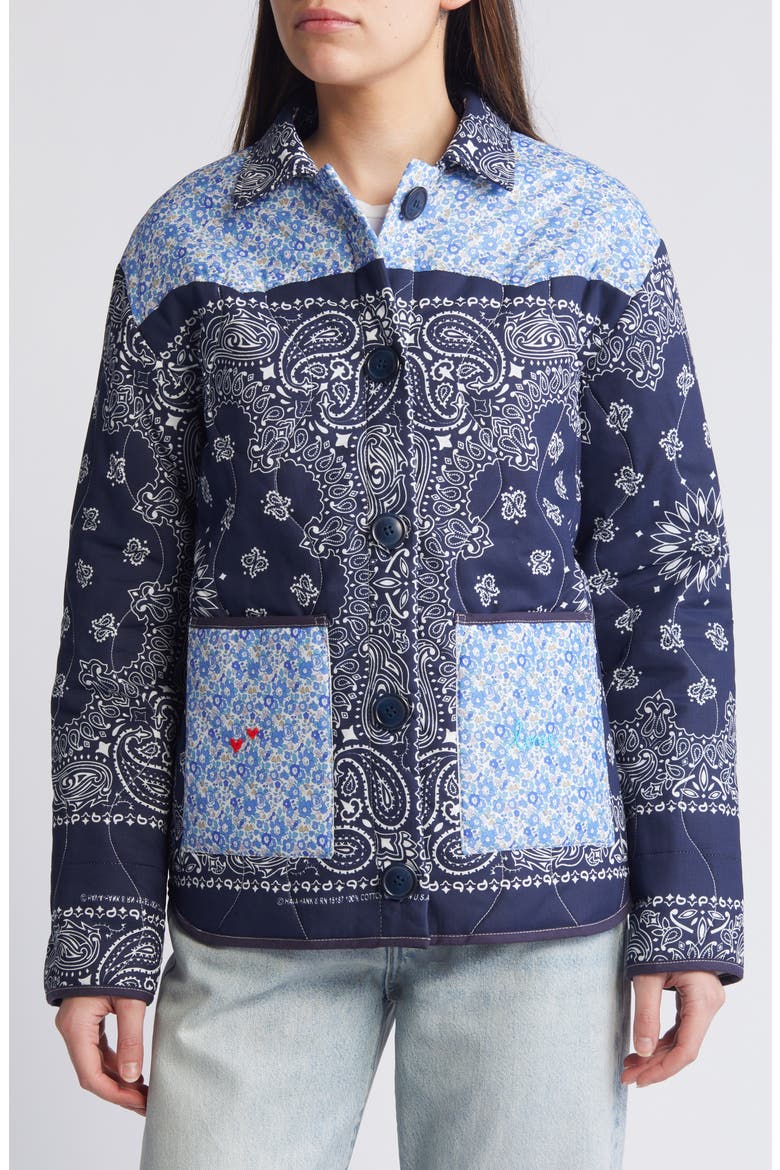 x Liberty London Mixed Print Quilted Jacket, Alternate, color, NAVY