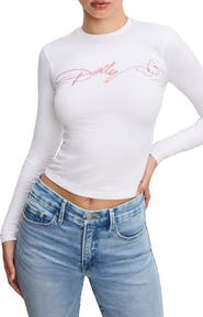 Good American Dolly Butterfly Super Stretch Long Sleeve Top