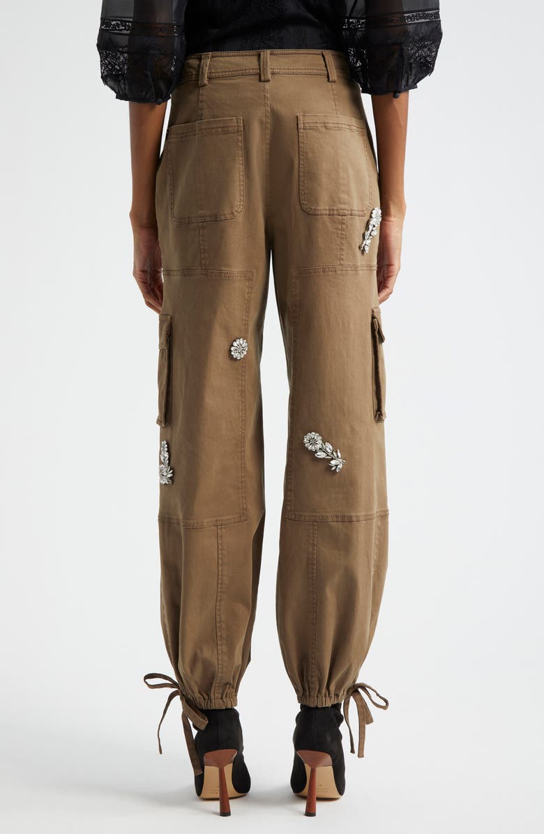 Cinq à Sept Crystal Chrysanthemum Zola Cargo Pants, Alternate, color, Olive