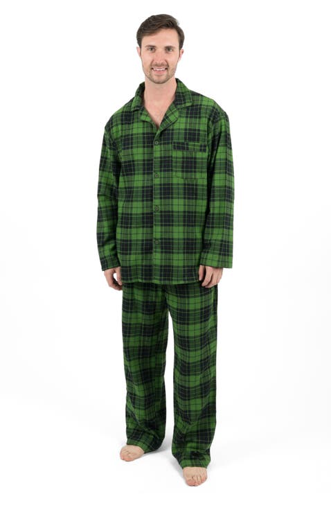 Men's 2-pc. Cotton Flannel Plaid & Solid Holiday Pajama Set