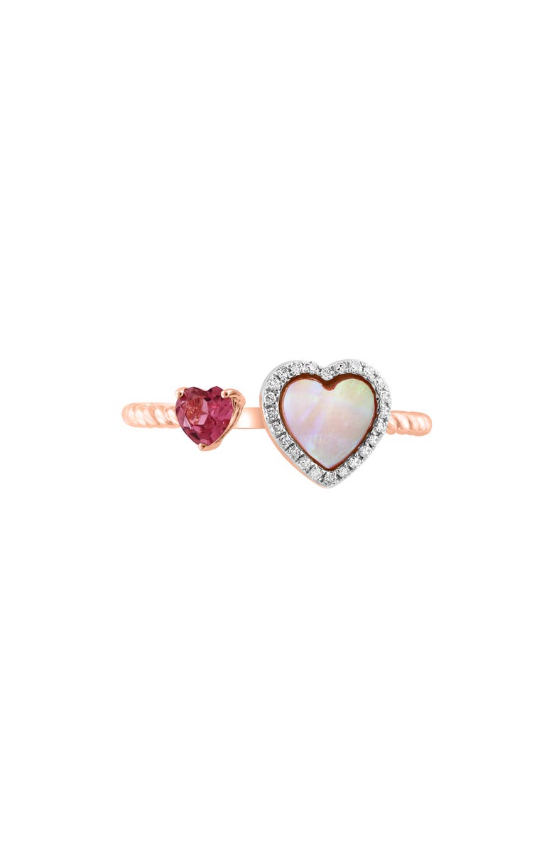 EFFY 14K Rose Gold Mother of Pearl Diamond Heart Ring, Alternate, color, 