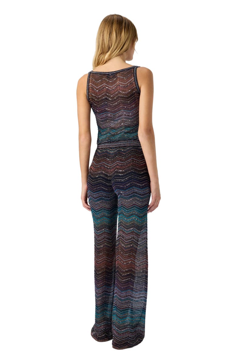 Missoni Wide Chevron Lamé Viscose Trousers With Sequins, Alternate, color, Green& Brown