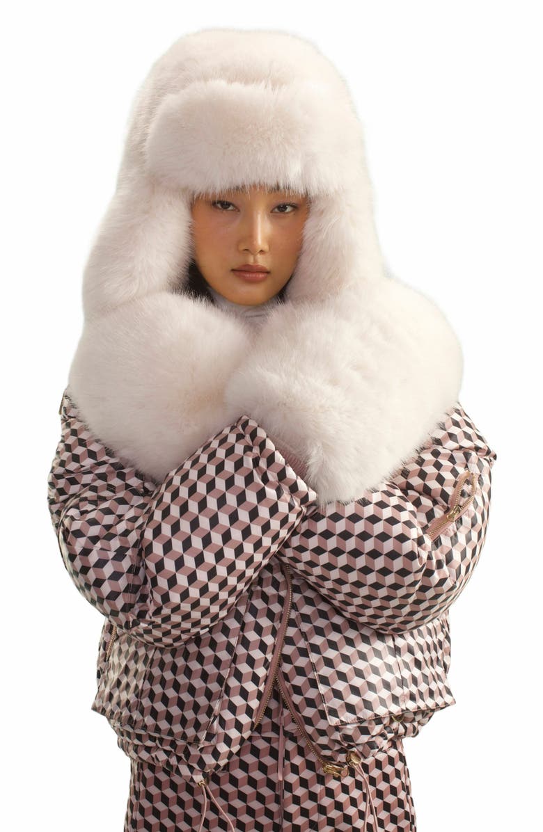 Cynthia Rowley Faux Fur Oversized Mittens, Alternate, color, Ivory