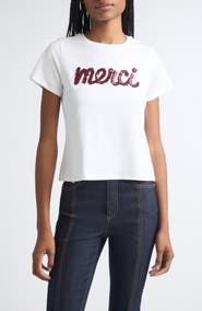 Cinq à Sept Merci Ruffle Shrunken Graphic Tee