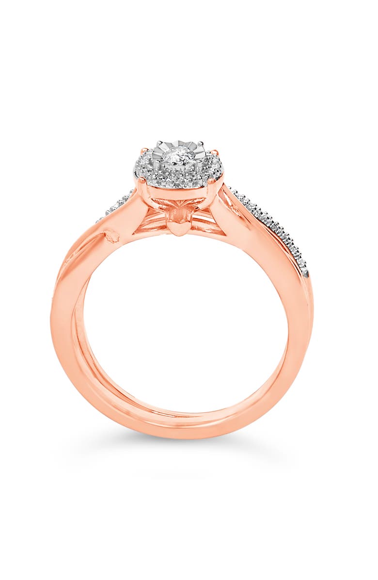 Haus of Brilliance 14K Rose Gold Plated Sterling Silver 1/6 Cttw Diamond Round Halo Bridal Set, Alternate, color, White Gold Over Silver