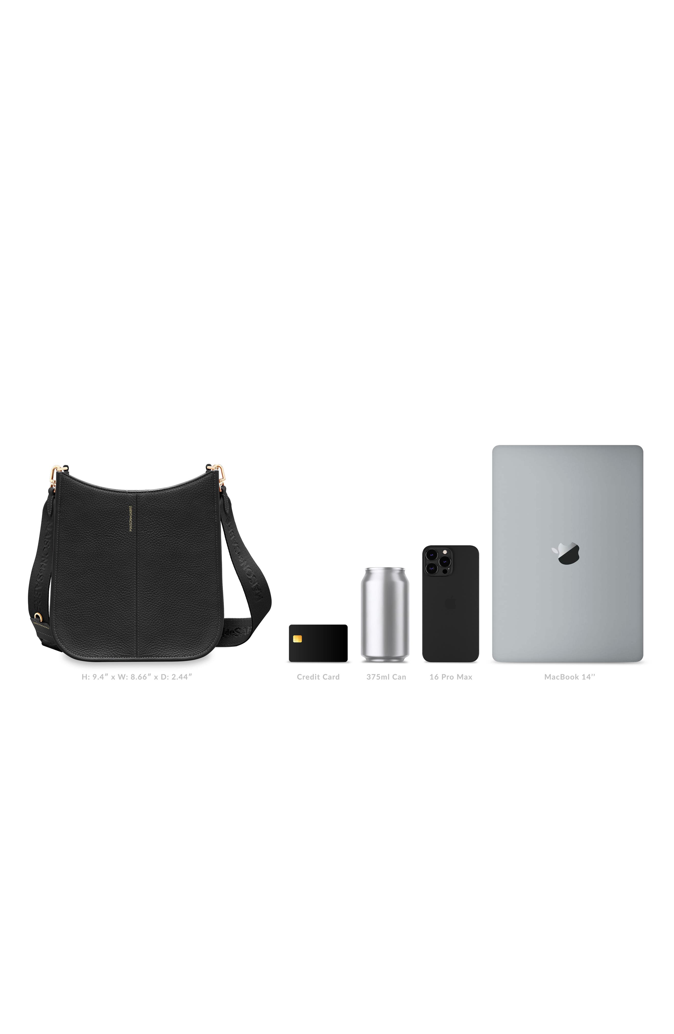 MAISON de SABRÉ Leather Saddle Bag, Alternate, color, Black Caviar