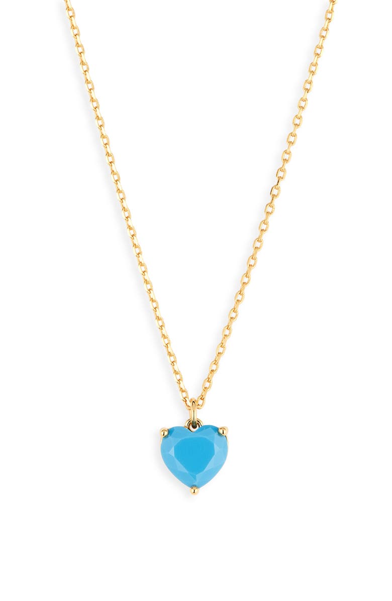 Kate Spade New York my love birthstone heart pendant necklace, Main, color, Turquoise