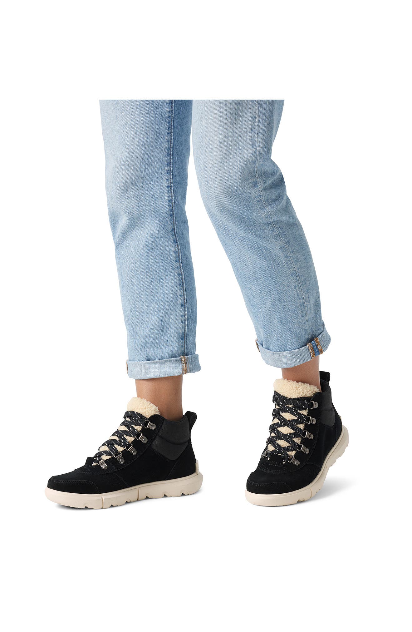 SOREL Explorer Next Genuine Shearling Waterproof Hiking Boot, Alternate, color, 