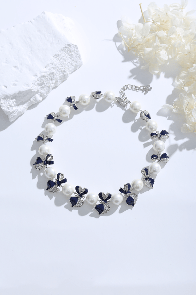 Blue Enamel Butterfly Necklace, Alternate, color, Silver