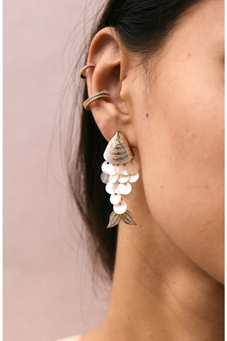 Ripple Effect Fish Statement Earrings, Alternate, color, WHITE