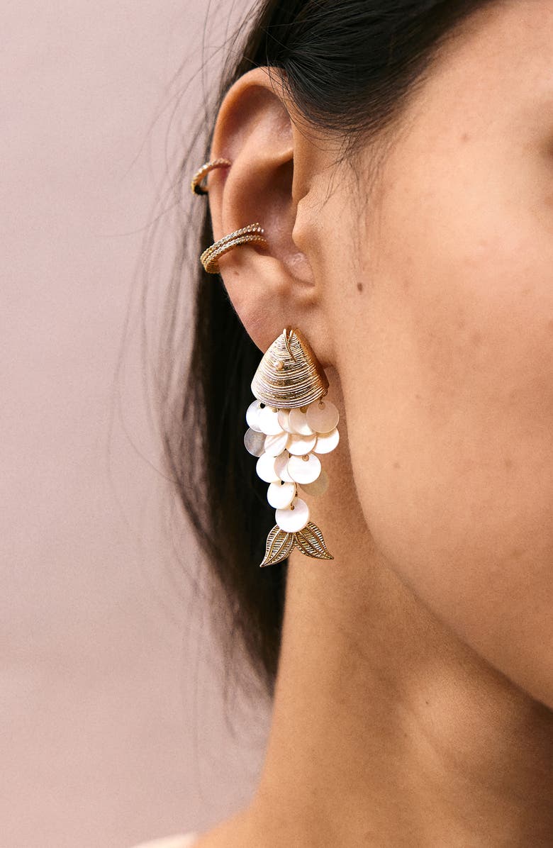 BaubleBar Ripple Effect Fish Statement Earrings, Alternate, color, White