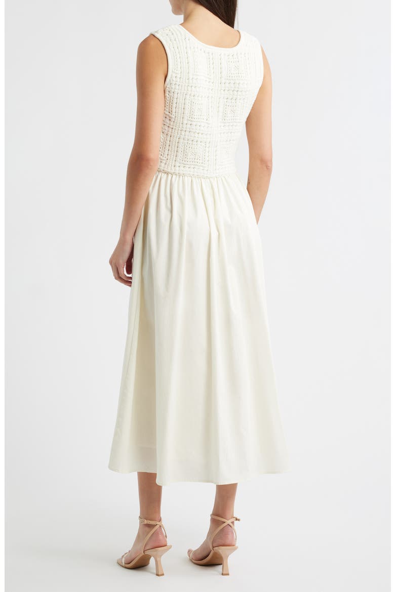 Mixed Media Pointelle Stitch Dress, Alternate, color, IVORY