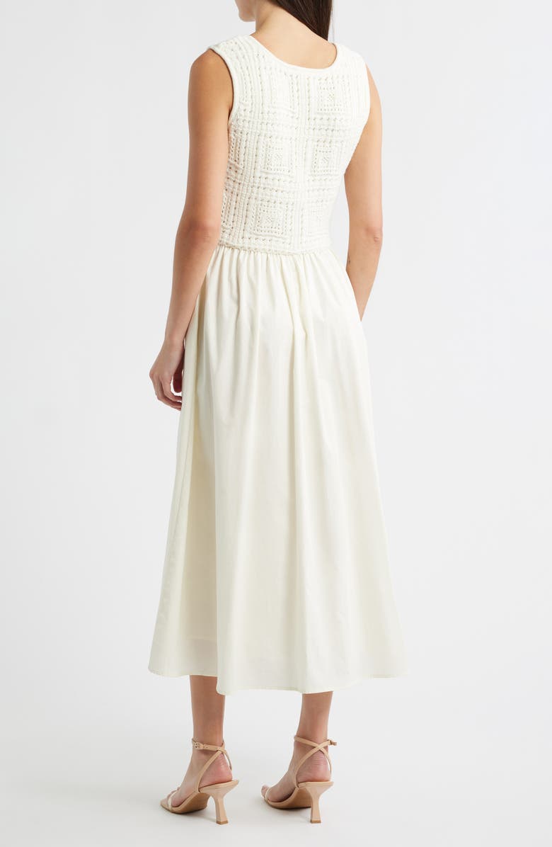 ZOE AND CLAIRE Mixed Media Pointelle Stitch Dress, Alternate, color, Ivory