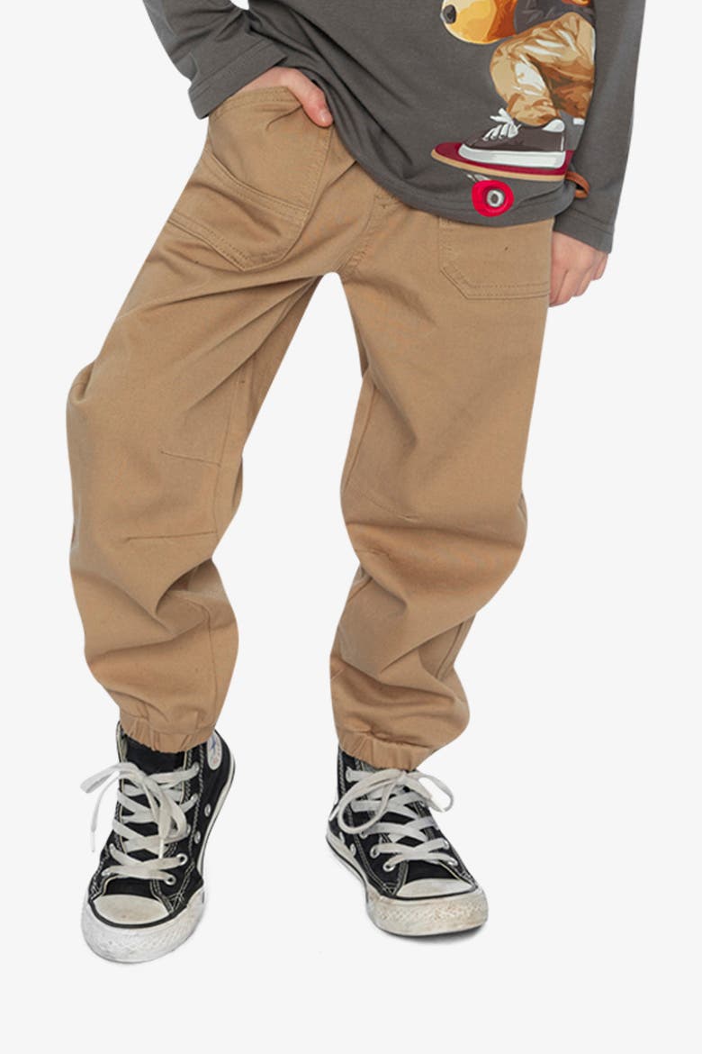 Stretch Canvas Jogger Pants with Patch Pockets, Alternate, color, Beige