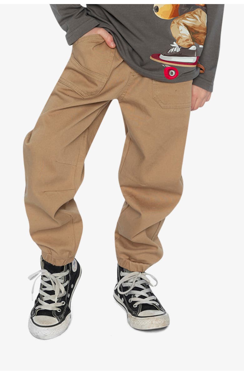 Deux par Deux Stretch Canvas Jogger Pants with Patch Pockets, Alternate, color, Beige