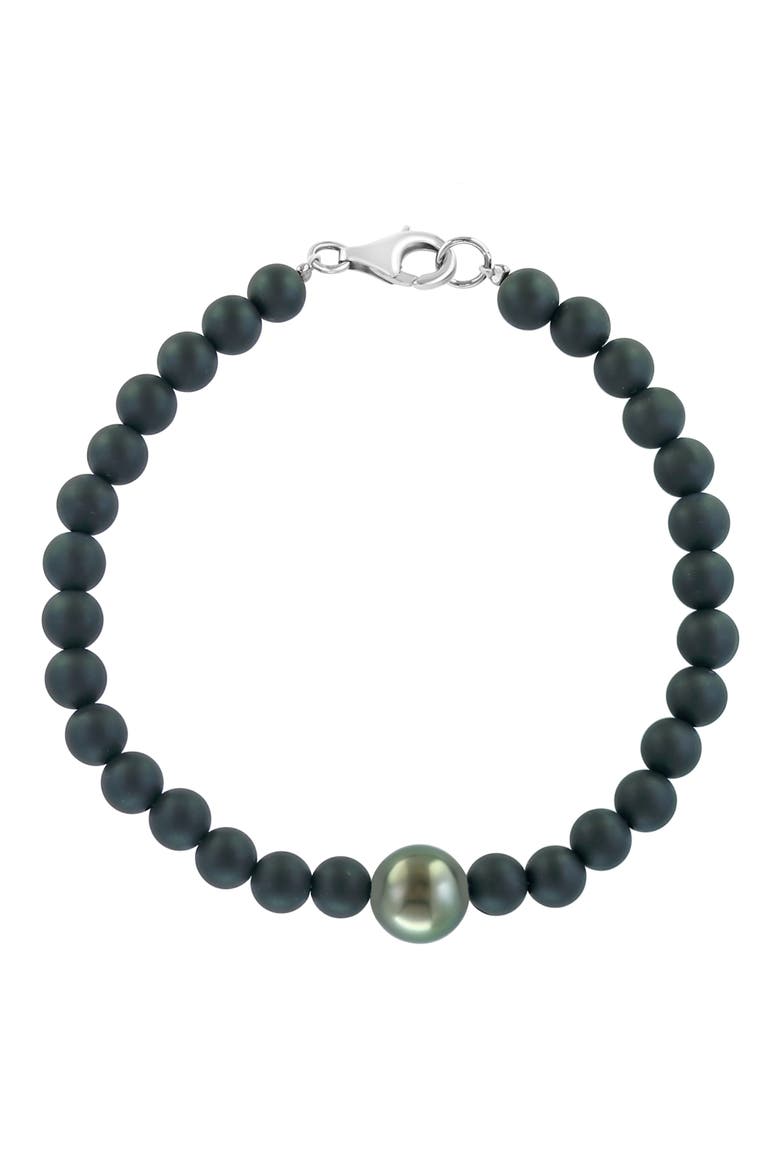 Onyx & Tahitian Pearl Bracelet, Main, color, BLACK